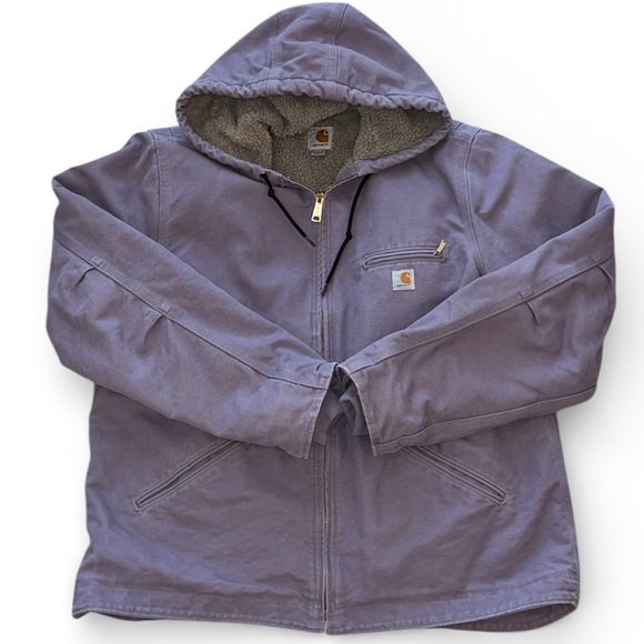 Carhartt Jackets & Blazers - Carhartt Sherpa Lined Sandstone Duck Jacket Coat WJ141 Womens XL Lilac Workwear